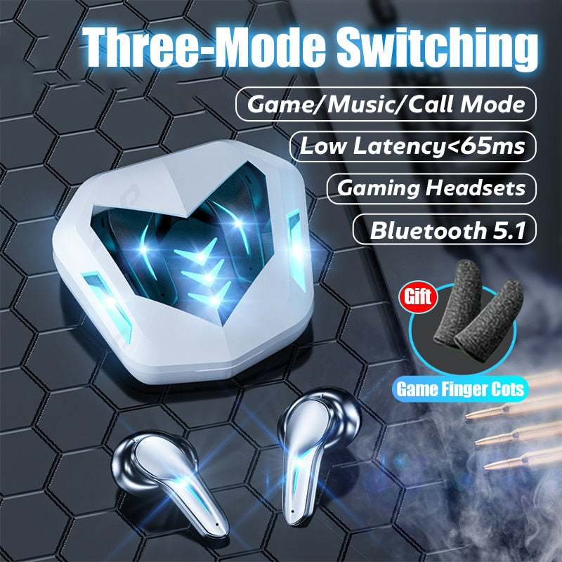 Gaming Headsets 65ms Low Latency TWS Bluetooth 5.1 Headphone Sports Waterproof Wireless Earphone Noise Cancelling Earbuds Gamer - Virtual Blue Store