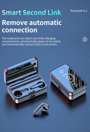 TWS Bluetooth 5.1 Earphones Stereo Sports Waterproof Bluetooth Wireless Headphones 2000mAh Charging Box Earbuds With Mic Earbuds - Virtual Blue Store