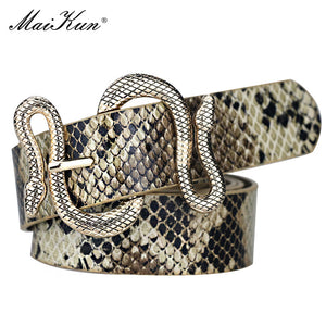 Maikun Belts for Women Snake Shape Pin Buckle Belt High Quality Leather Women Belt PU Waistband - Virtual Blue Store