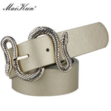 Maikun Belts for Women Snake Shape Pin Buckle Belt High Quality Leather Women Belt PU Waistband - Virtual Blue Store