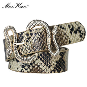 Maikun Belts for Women Snake Shape Pin Buckle Belt High Quality Leather Women Belt PU Waistband - Virtual Blue Store