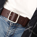 Minimalism Square Alloy Metal Pin Buckle Belt Women Girls 3 3.5cm Wide Jeans Wild Waist Student Youth Fashion Accessories Belts