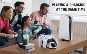 Dual Fast Charger for Playstation 5 Controller Charger Station Charging Cradle Dock Station With LED Indicator for PS5 Gamepads