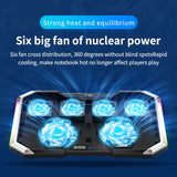 MC Q8 Gaming RGB Notebook Cooler Laptop Cooling Pad Super Mute 6 LED Fans Powerful Air Flow Portable Adjustable Laptop Stand