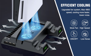 For PS5 Cooling Vertical Stand 2 Controller Charger Cooler Fan 13 Game Storage for Playstation5 Digital Edition/Ultra HD Console