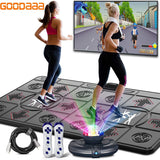 Double User Dance Mat with Two Wireless Handle Controllers Motion Sensing Game Non-Slip Massage Yoga Pads for TV Computer