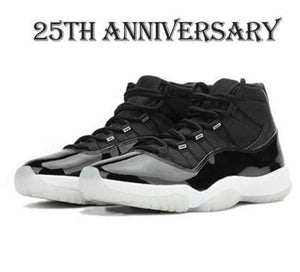 New 11 11s Mens Basketball Shoes 25th Anniversary Low Bred Concord 45 Cap and Gown 72-10 White Metallic Silver Sneakers