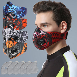 Sports 1pc Masks Halloween Cosplay Carbon Mask Filter Cotton Sheet 5pcs Gasket Reusable Printed Mask Mascarillas