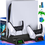 For PS5 Cooling Vertical Stand 2 Controller Charger Cooler Fan 13 Game Storage for Playstation5 Digital Edition/Ultra HD Console