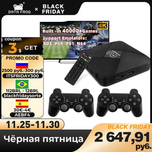 DATA FROG Wireless Video Game Console 4K HDMI-Compatible Retro TV Game Stick Built-in 40000+ Game Support for NDS/PS1/PSP/N64