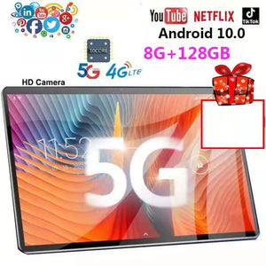 2022 Fire Android10.0 Tablet 10 inch 10Core 8GB+128 GB Tablet PC With Phone Call Tablets 1280*800 IPS Dual Cameras pc gamer GPS