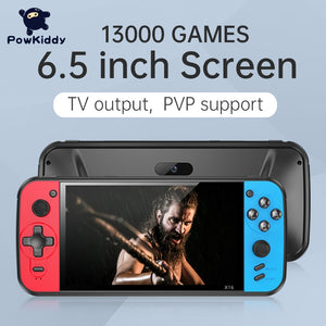 POWKIDDY X16 Portable Retro Handheld Video Game Console Classic Gaming Consoles 6.5 Inch IPS Screen With Tow Controllers Gamepad