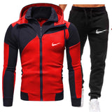 new Hot Sale Men&#39;s Brand Tracksuit Casual Jogging Suitt Outdoor Suit Zipper Jacket + Black Sweatpant 2pcs set