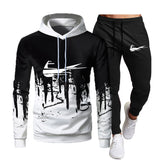 Fall Winter Fleece Thick Brand Men's Sets Tracksuit Fashion Hoodies Trouser 2Pcs Sportswear Track Suit Joggers Male