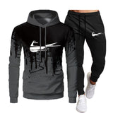 Fall Winter Fleece Thick Brand Men&#39;s Sets Tracksuit Fashion Hoodies Trouser 2Pcs Sportswear Track Suit Joggers Male