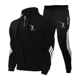 Stripes Zipper Men's Sets Tracksuits Jogging Sports Suit For Men Polyester Hooded Long Sleeve Trousers Outer Wear Men's Clothes
