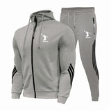 Stripes Zipper Men&#39;s Sets Tracksuits Jogging Sports Suit For Men Polyester Hooded Long Sleeve Trousers Outer Wear Men&#39;s Clothes