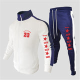 New Winter Casual Solid Sets Stripe Tracksuits Sportswear Sweatshirt Pants Jogging Clothes Sports Suit Tracksuit Men