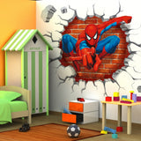 3d Hole Cartoon Spiderman Wall Stickers - Virtual Blue Store