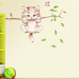 Cat Butterfly Tree Branch Wall Stickers - Virtual Blue Store
