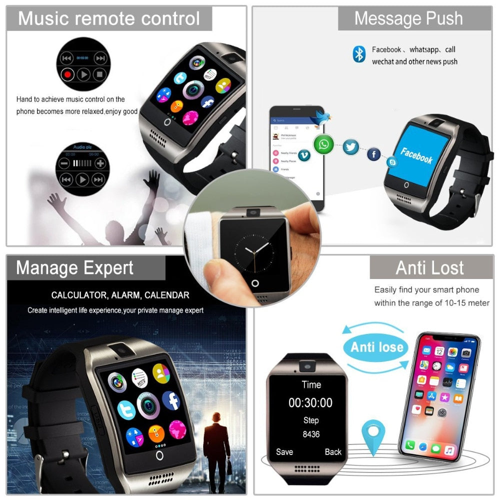 Bluetooth Smart Watch Touchscreen with Camera,Unlocked Watch Cell Phone with Sim Card Slot, Supports MP3 Player Music Playing - Virtual Blue Store