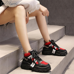 Women's Platform Chunky Sneakers - Virtual Blue Store