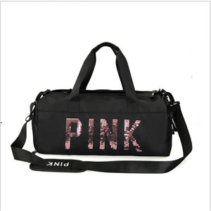 Sequins PINK Letter Fitness Bag - Virtual Blue Store