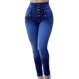 High Waist Women Buttons Jeans - Virtual Blue Store