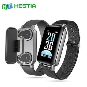 T89 TWS Newest AI Smart Watch With Bluetooth Earphone Heart Rate Monitor Smart Wristband Long Time Standby Sport Watch Men - Virtual Blue Store